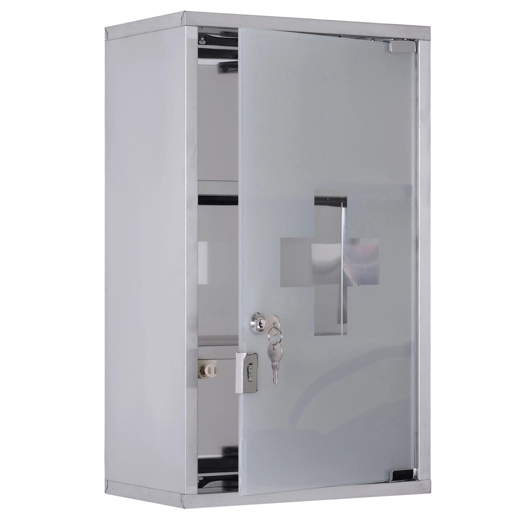 EasyComfort Armadietto medicinali 50x30x18cm Cassetta mobile bagno primo soccorso in acciaio inox con serratura