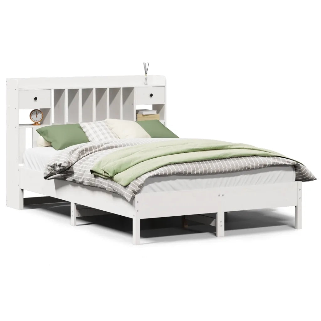 vidaXL Letto Libreria senza Materasso Bianco 140x200 cm Legno di Pino