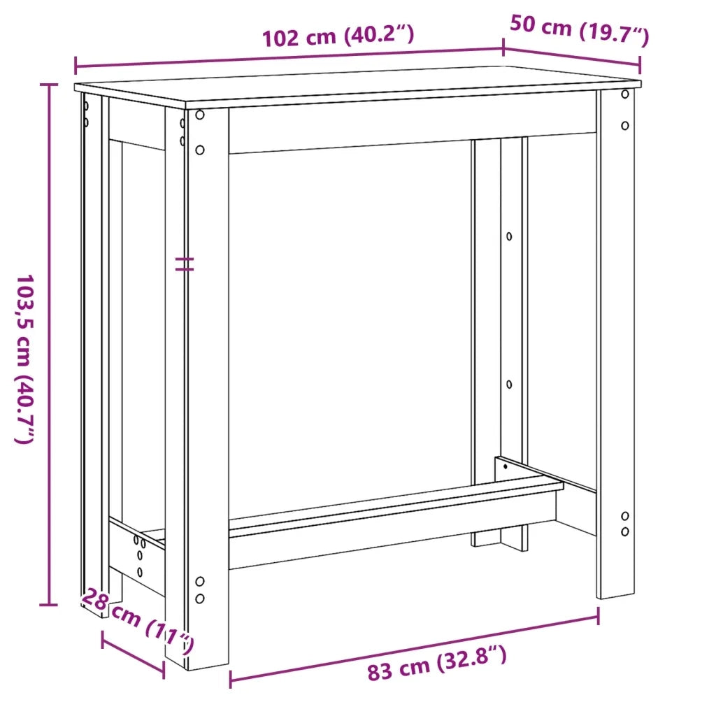 Tavolo da Bar Grigio Cemento 102x50x103,5 cm Legno Multistrato 854412