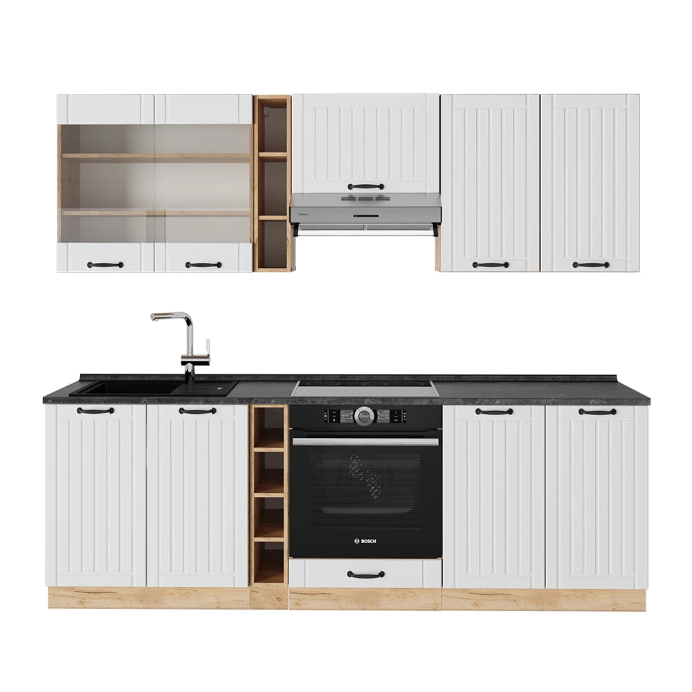 Vicco Cucina componibile Bianco casa di campagna 235 cm senza piano di lavoro