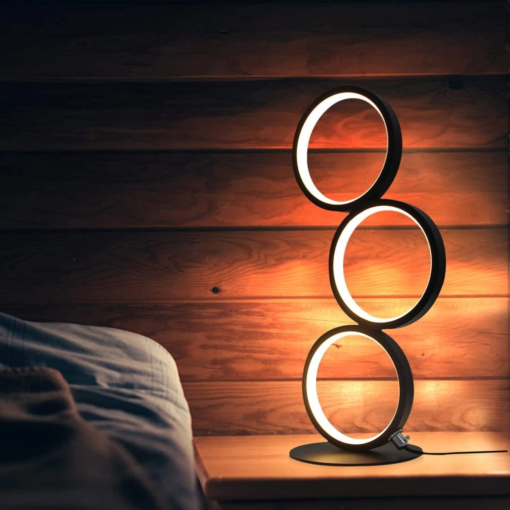 ZMH Lampada da tavolo LED nera anello scrivania comodino per camera letto