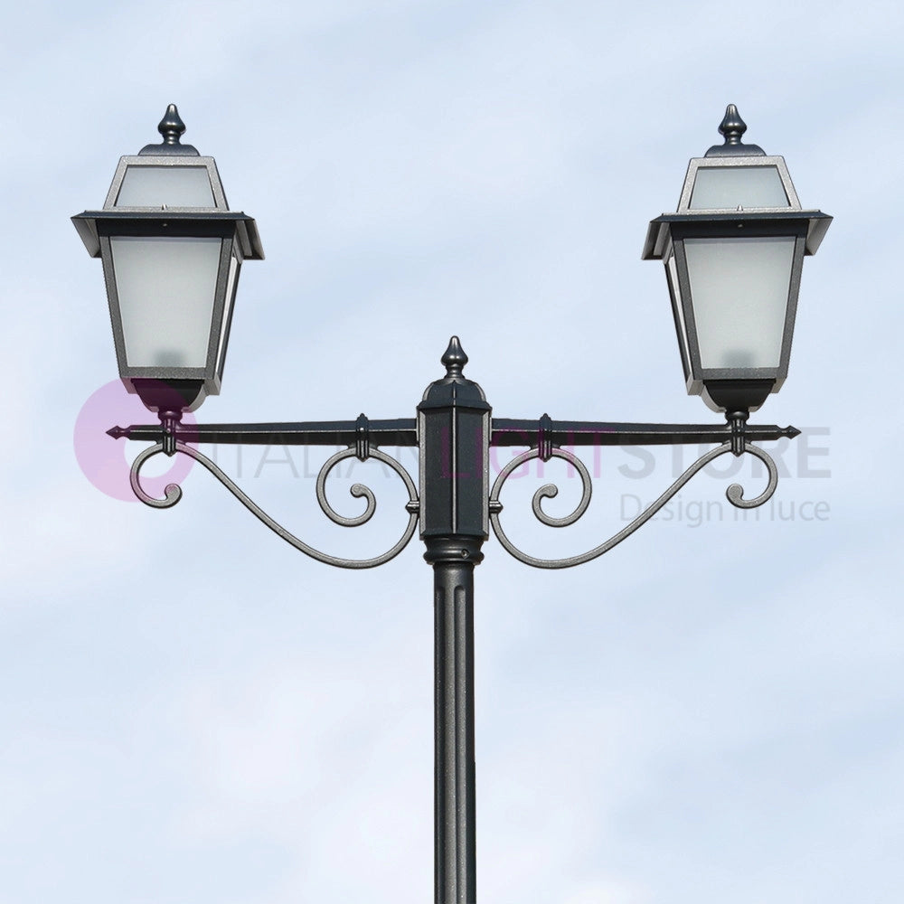 ARTEMIDE ANTRACITE Lampione h. 255 a 2 luci per Esterno Classico Lanterne Quadrate