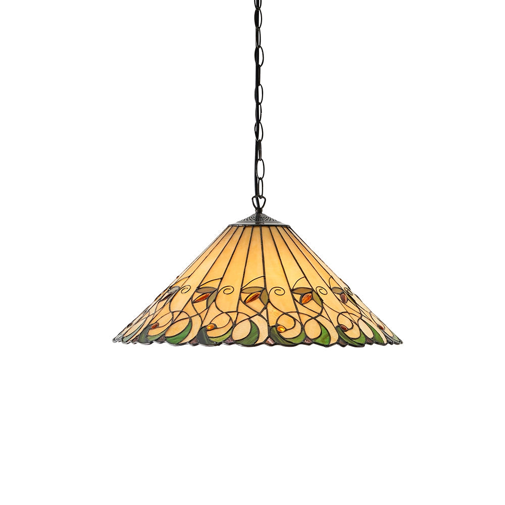 Lampada a sospensione Tiffany Jamelia vetro ambra 3xE27