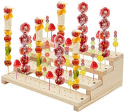 Tavolo da Buffet 4 Livelli - Lato Sottile in Legno con 120 Fori - Display Multi Livelli - Stabile e Duraturo - Dimensioni 34,6 x 23,8 x 10,4 cm - Tavolo di Presentazione