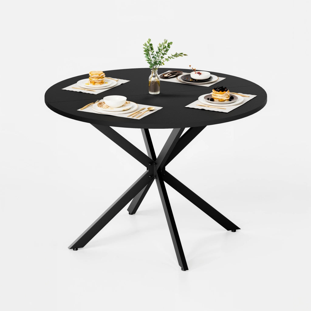 Tavolo da pranzo rotondo Ø120 cm con gambe a X nero