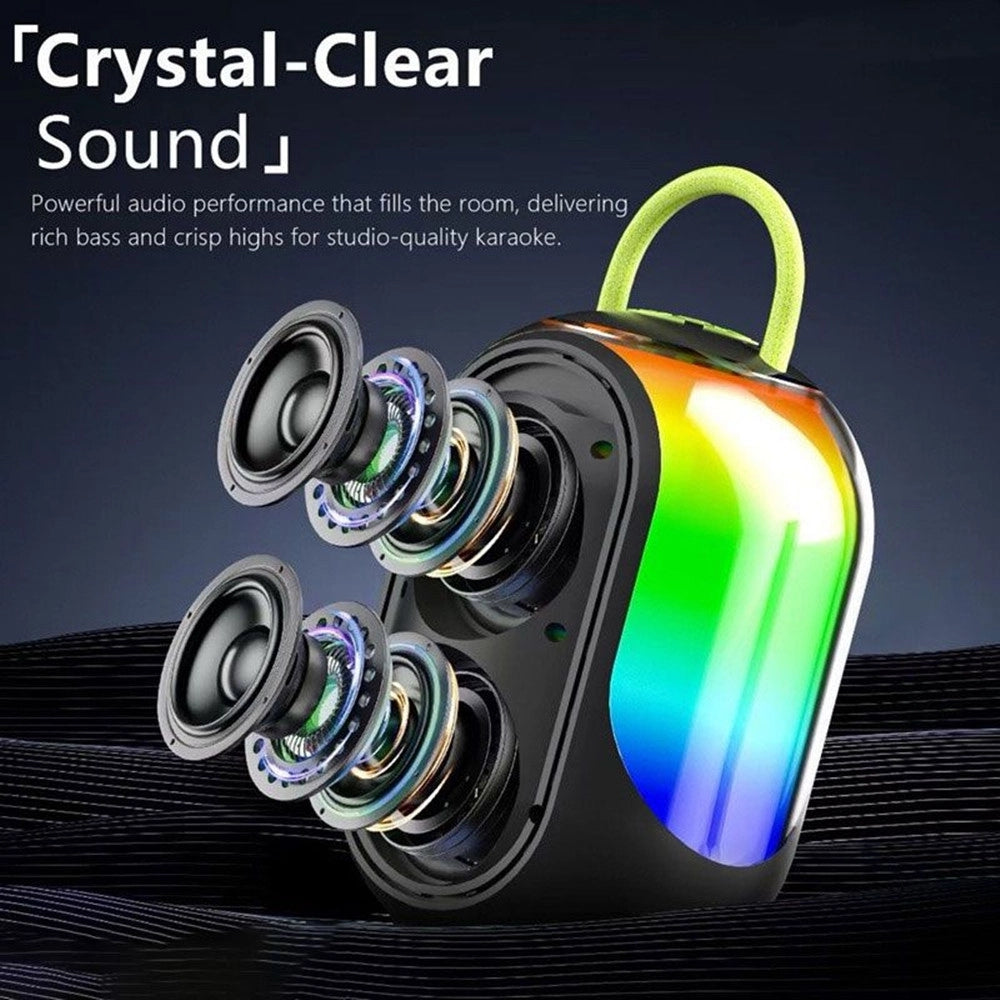 Trade Shop - Altoparlante Karaoke Bluetooth Wireless Portatile Con Microfoni Effetti Luce Rgb Q-yx133 -