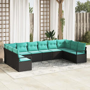 Set di divani con cuscino 10 pcs Nero polyrattan 3346566