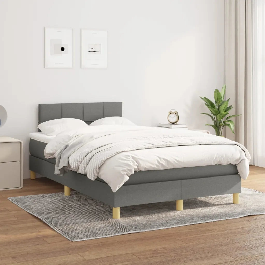 Giroletto a Molle con Materasso Grigio Scuro 120x190cm Tessuto