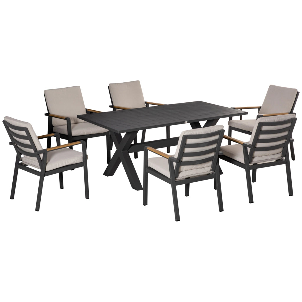Set mobili giardino 6 persone ¨C Xylo ¨C tavolo 175x92x73 cm + 6 sedie polyrattan nero grigio esterno