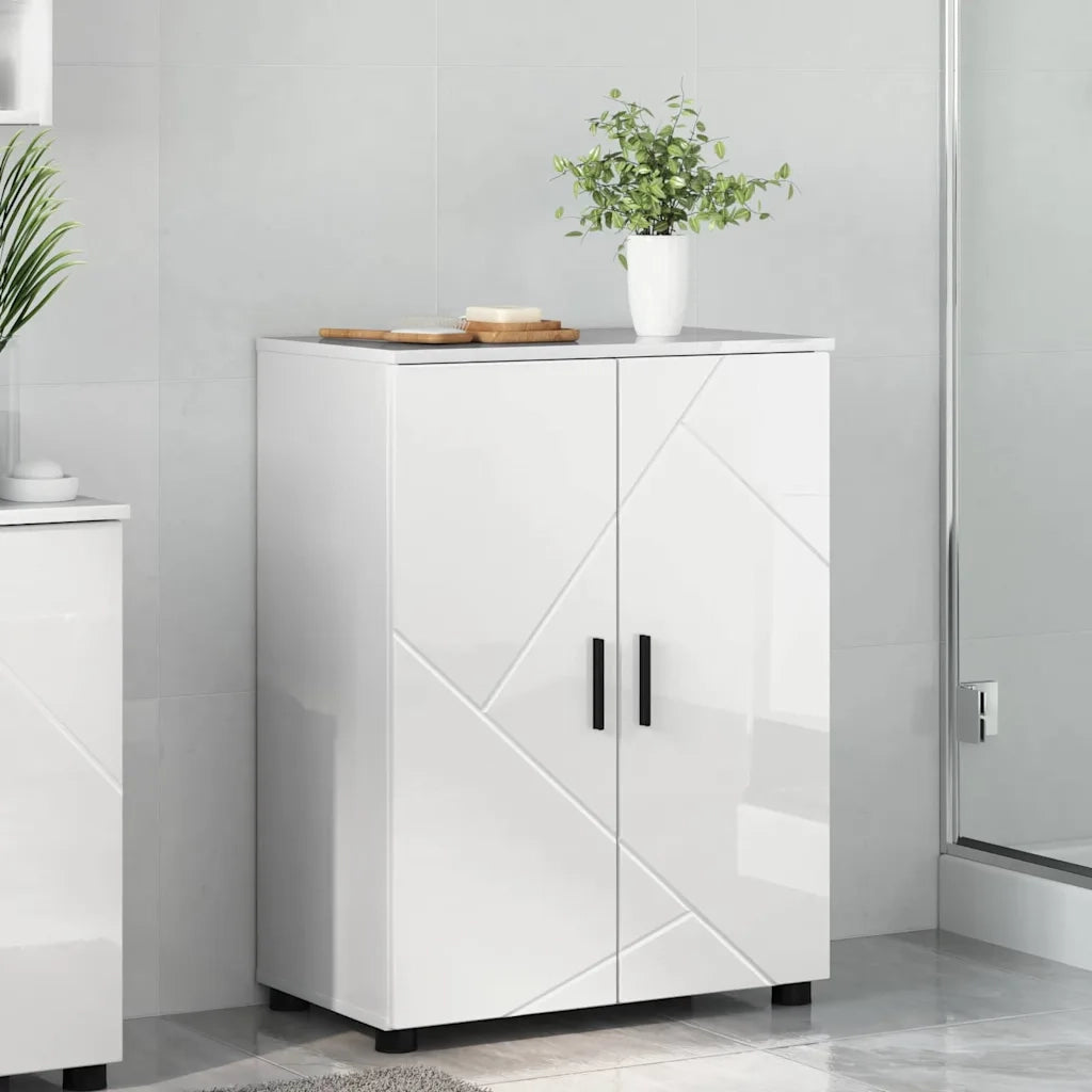 Mobile da Bagno con archiviazione Bianco Lucido 60 x 35 x 80 cm 883308