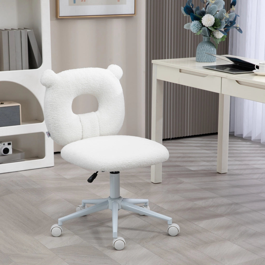 Sedia da Ufficio Girevole ¨C Xylo ¨C Teddy Bianco Regolabile 50x56x90 cm