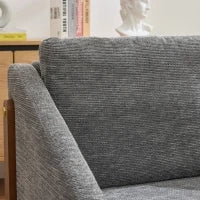 Poltrona d'arredo per soggiorno con braccioli in legno, cuscino posteriore e tessuto in chenille, 73.5x73.5x73.5 cm, Grigio