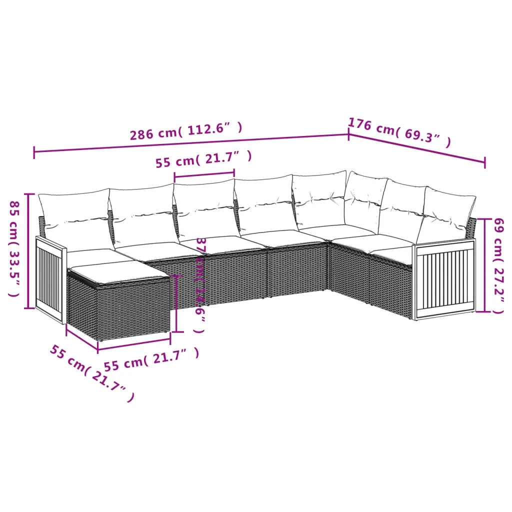 Set Divano da Giardino 8 pz con Cuscini Beige in Polyrattan 3227927