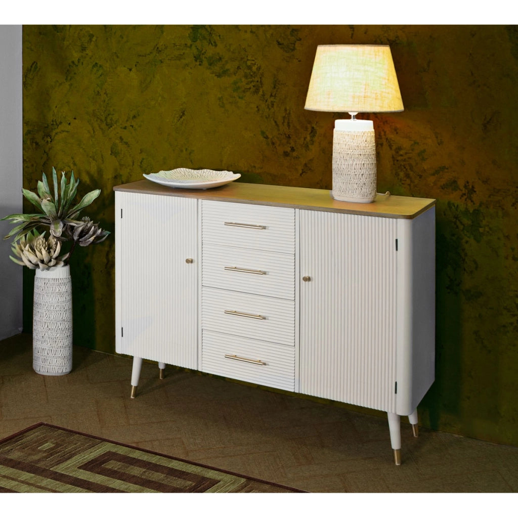 Credenza VKH24, Bianco, Legno, 117x37x90 cm
