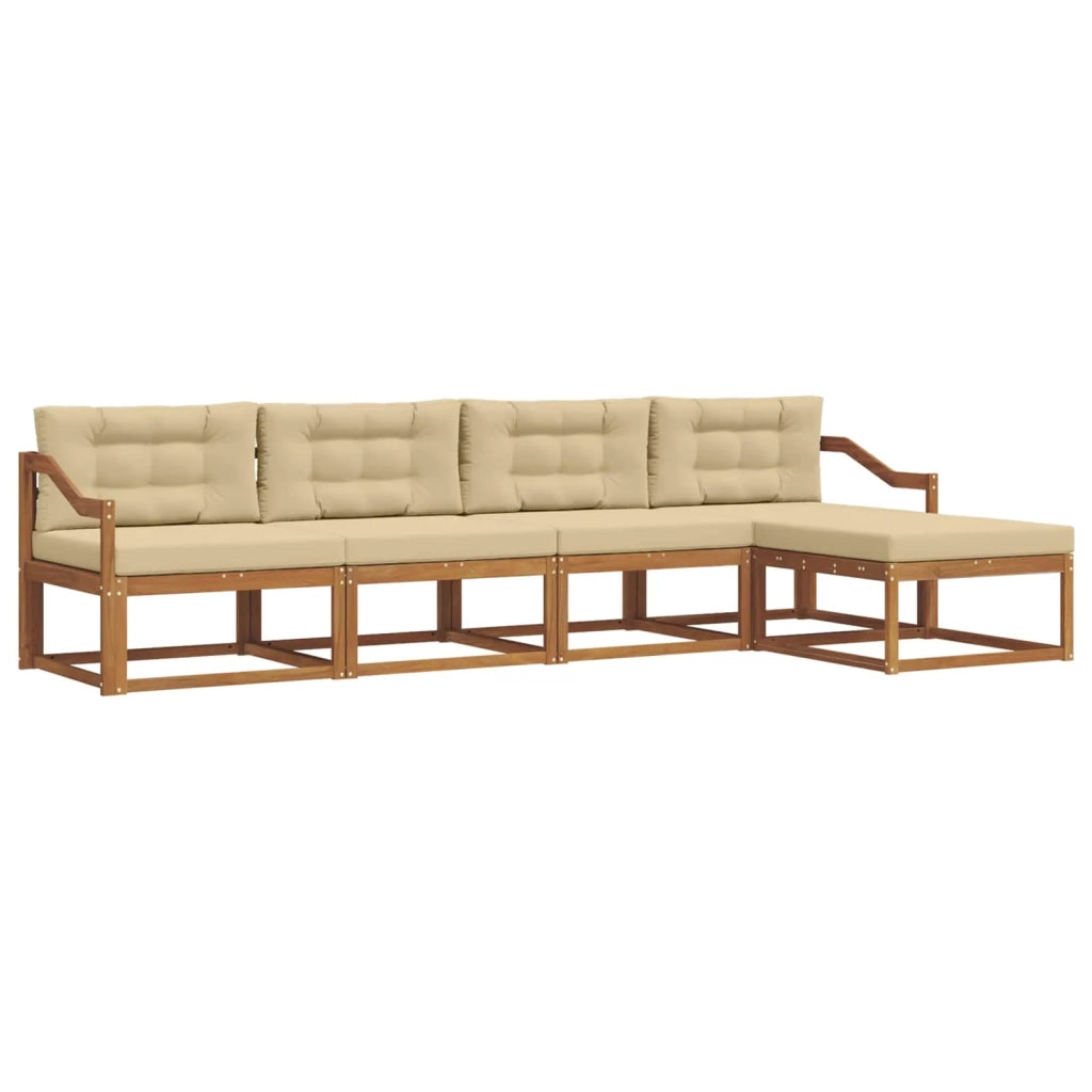 Set di divani da esterno con cuscino 5 pcs Naturale e Beige