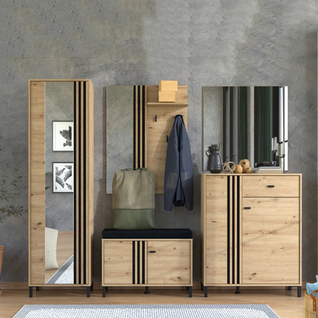 Lalom, Mobile da Ingresso un Ripiano, 80x40x52h cm Marrone Rovere Nodi