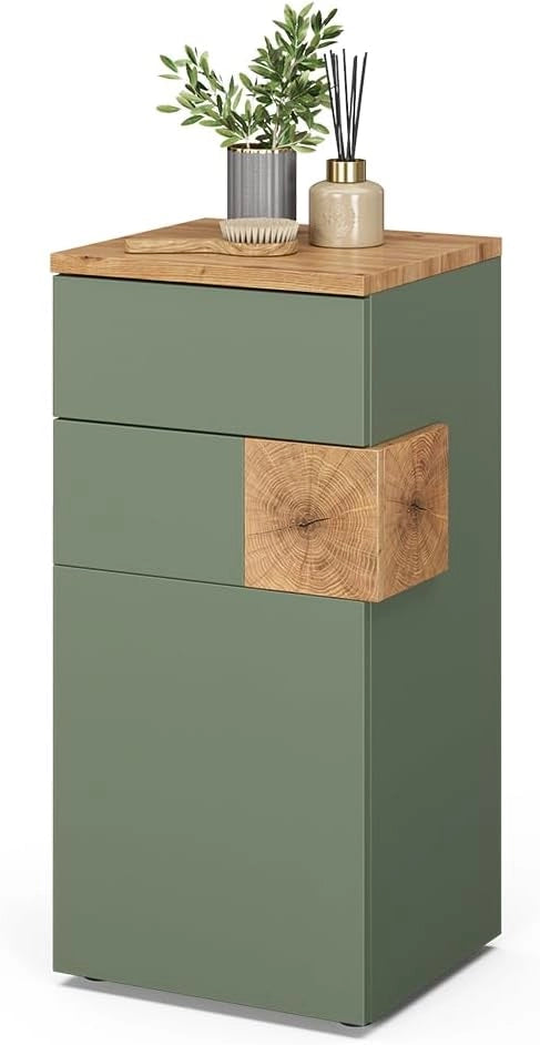 mobiletto bagno Eden, Verde, 40 x 84 cm, ampio spazio di archiviazione per gli accessori del bagno