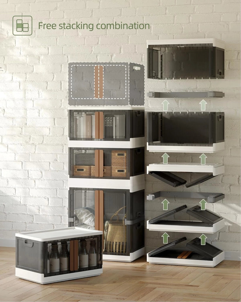 scatole plastica con coperchio, 180L e 2x94L contenitori plastica con ruote, scatole per vestiti rigide, contenitori salvaspazio, trasparenti e impilabili, clothes storage box