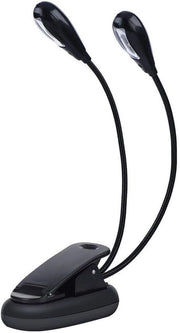 Lampada da lettura clip-on con doppia braccio - Luce di lavoro - Lampada musicale - Lampada LED per lettura notturna e progetti creativi (8 luci)