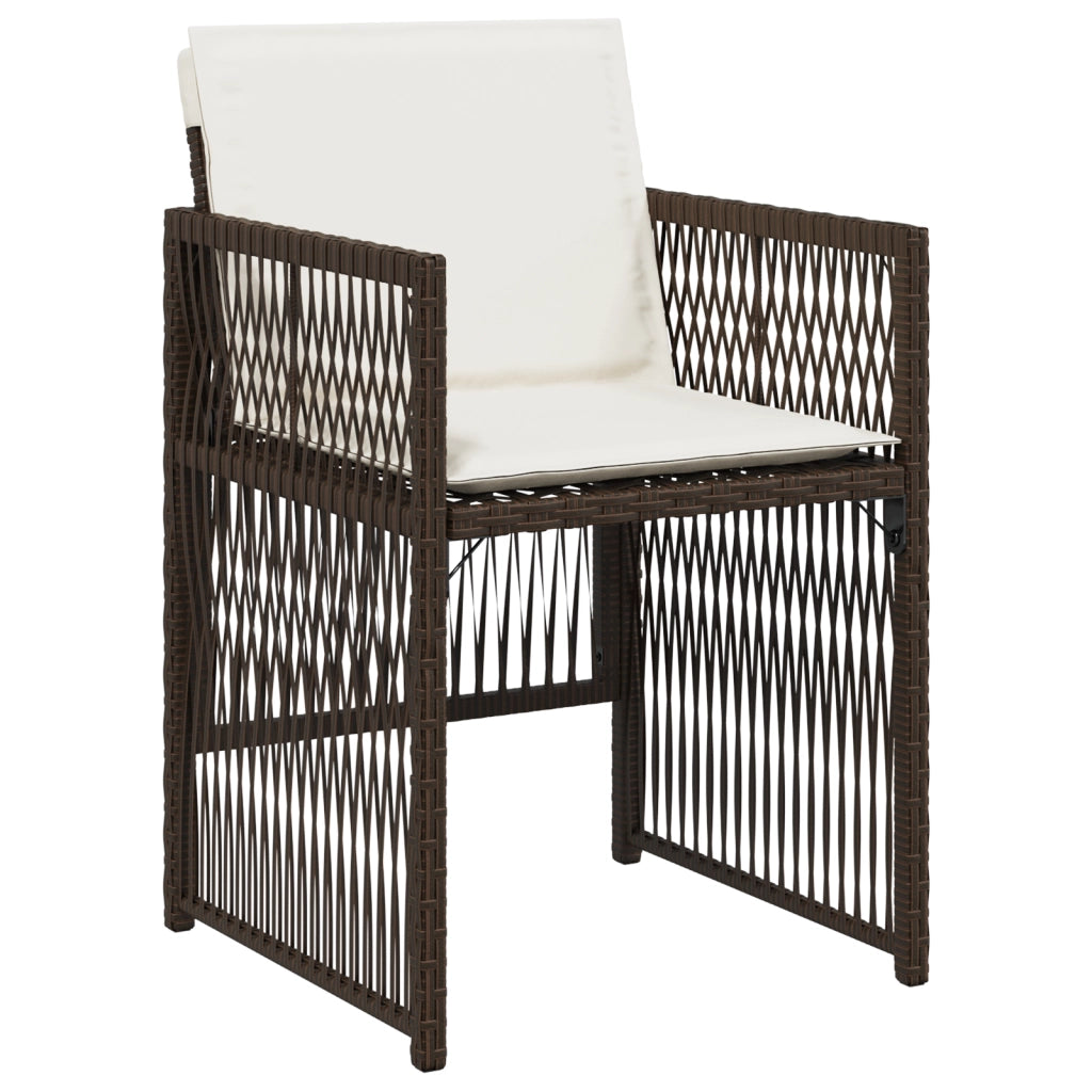 Set da Pranzo da Giardino  da 5 Pezzi con Cuscini Marrone Rattan Sintetico