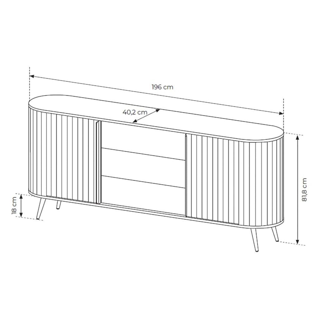 Madia Hanira, Credenza 3 Cassetti, 196x40x82h cm Marrone Rovere