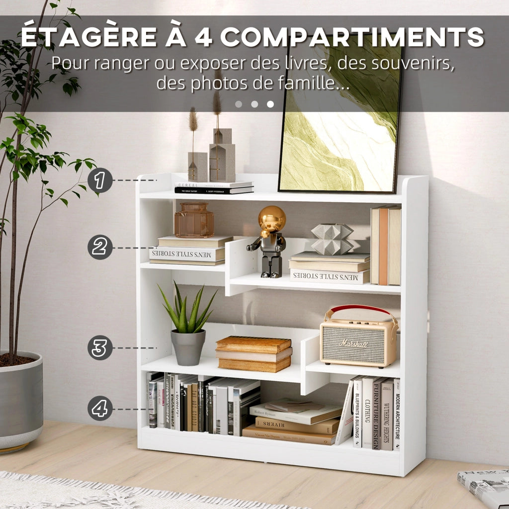 Libreria Scaffale Mobile con Ripiani ¨C Zephmum ¨C Bianco 90x24x91 cm