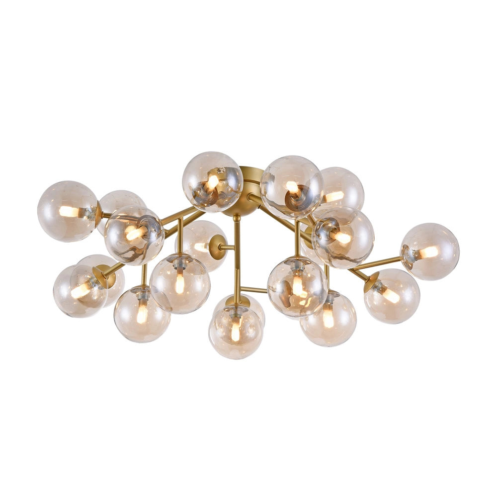 Maytoni Plafoniera contemporanea Dallas 20 luci G9 oro metallo diffusori vetro ambra