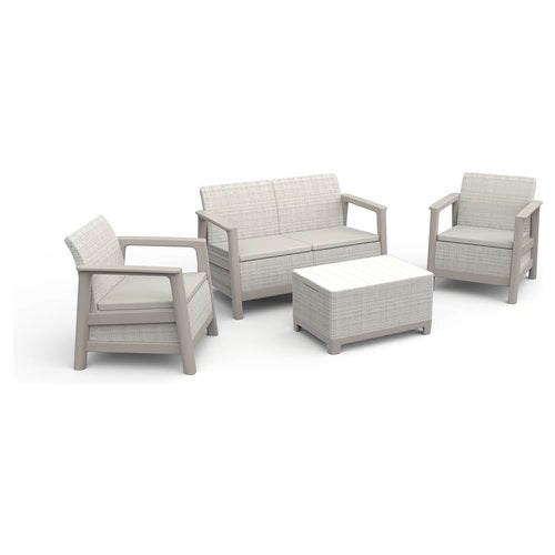 Set da esterno allibert 264038 scandi pebble grey e soft beige