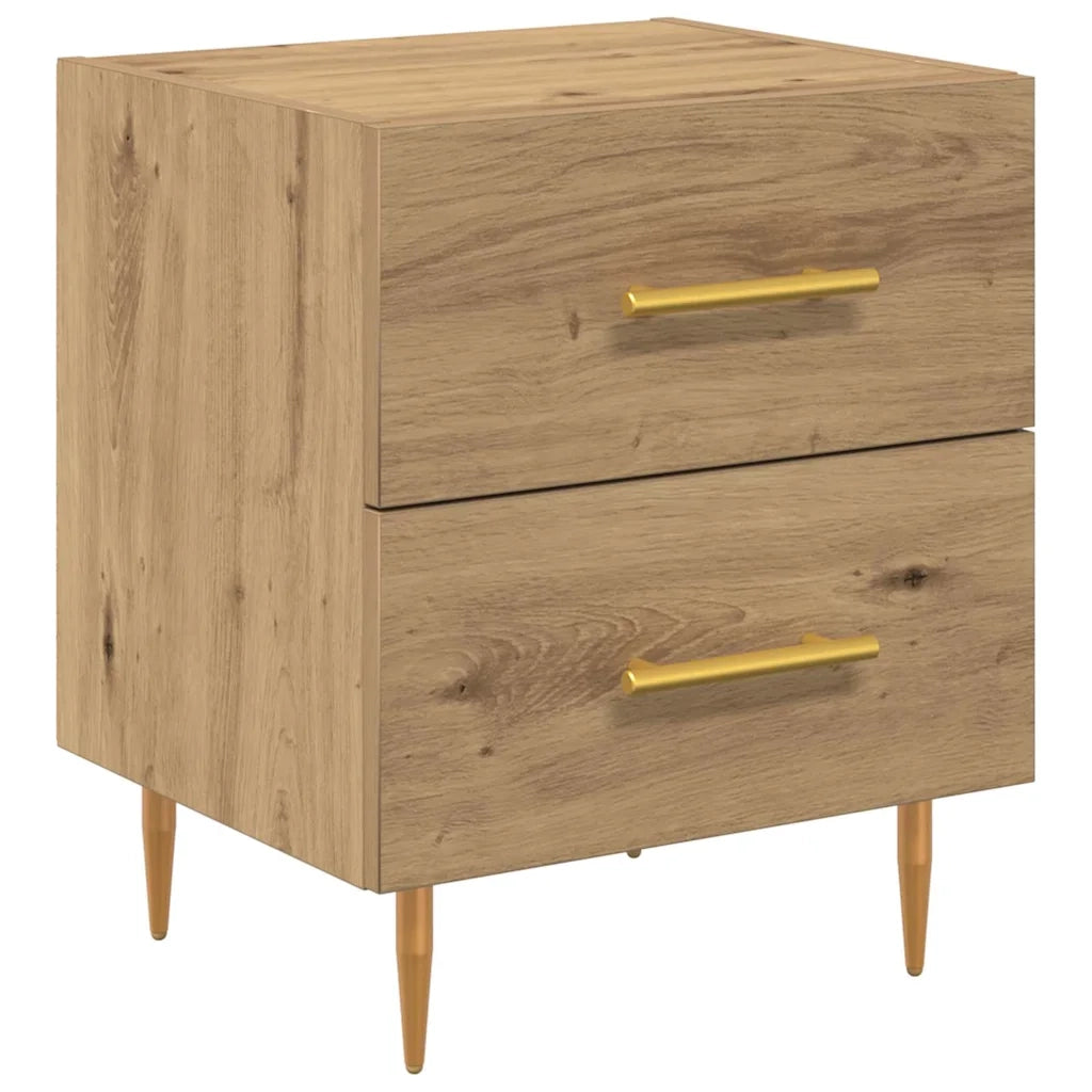 Set di 2 Comodini | Armadio da Notte | Mobiletto da notte Rovere artigianale 40 x 35 x 47,5 cm