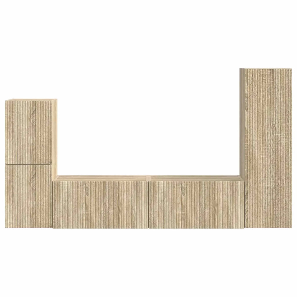 Set mobile TV 4 pz-Credenza per TV Rovere Sonoma Legno multistrato 569427