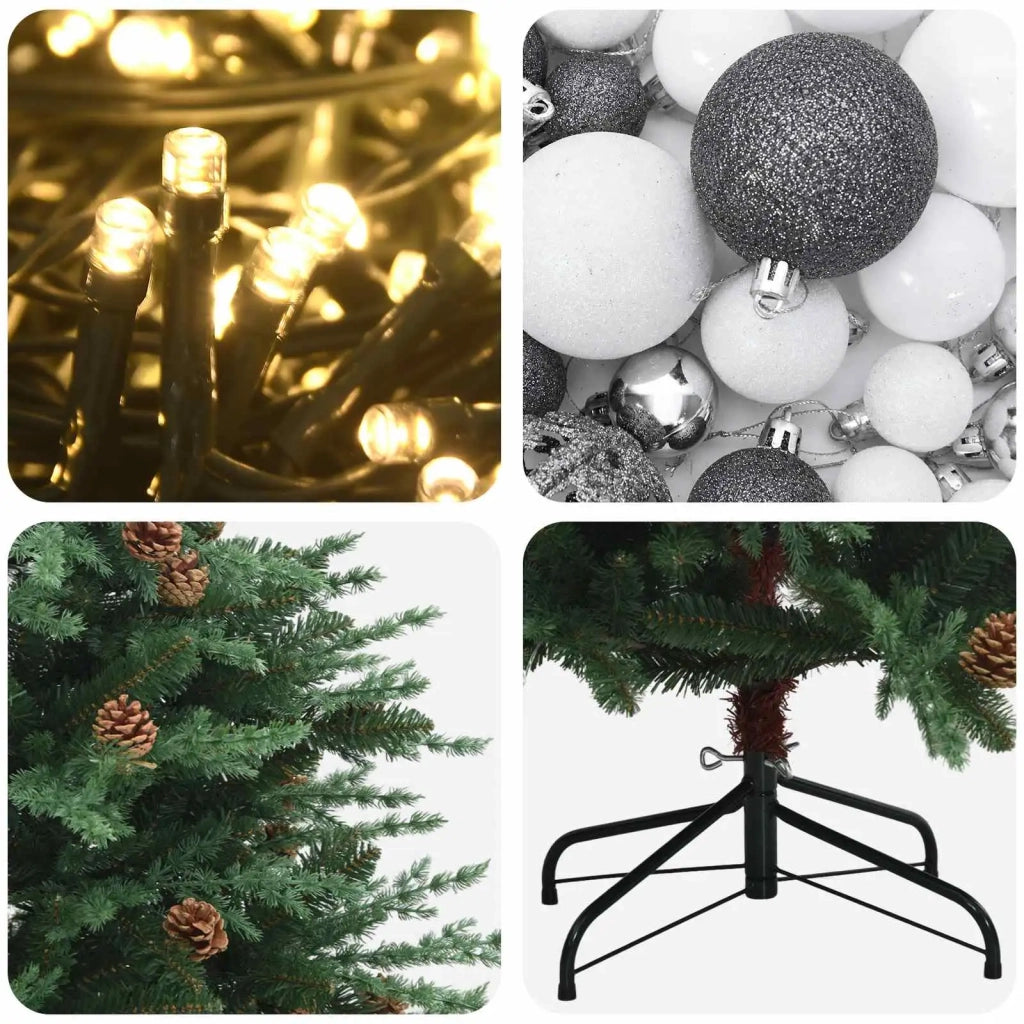 Albero di Natale Artificiale con Rami Pieghevoli 240 cm 300 LED 3467271