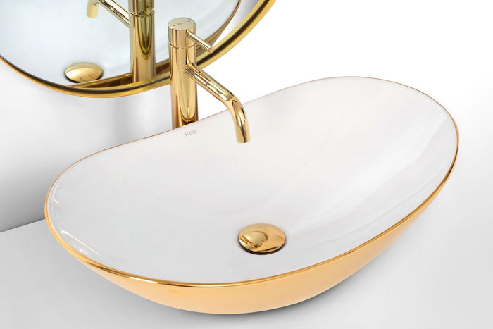 Lavabo Da Appoggio Rea Royal White Gold