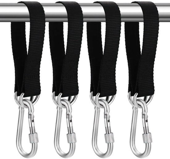 Kit di riempimento per boomschommel, 4 set di cinture, 30 cm x 25 mm, cinture di sospensione pesanti, cinture oscillanti regolabili con 4 carabinati e 4 D-ringe per boomschommel