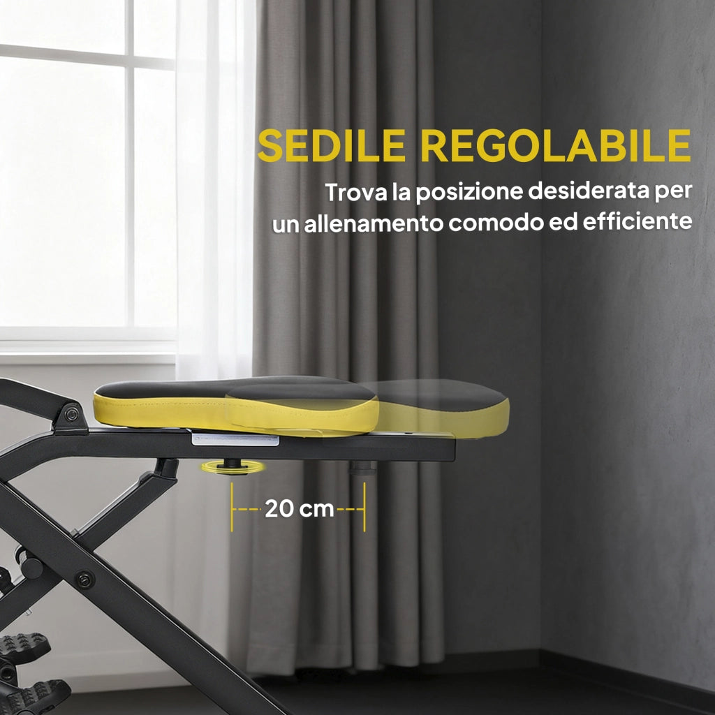 Macchina Total Crunch Pieghevole 57x105x115 cm con Seduta Regolabile in Metallo e Plastica Giallo