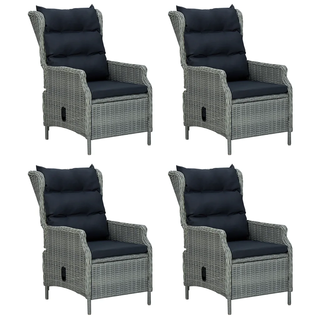 Set da Pranzo da Giardino 5 pz Grigio Chiaro in Polyrattan cod mxl 41206
