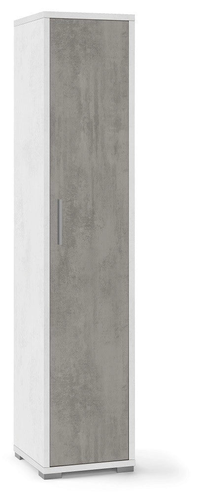 MOBILE COLONNA 1 ANTA H182 L38 P41 cm STRUTTURA BIANCO FRONTALE CEMENTO SARMOG Db364k