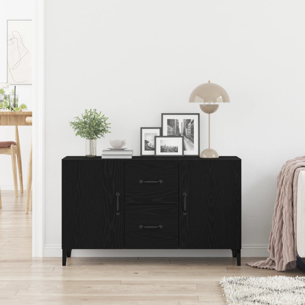 Credenza Nera in Rovere - 100 x 36 x 60 cm - Realizzata in Legno Ingegnerizzato