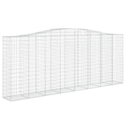 Cesto gabbione recinzione a gabbia muro di contenimento ad arco 400 x 50 x 160/180 cm ferro zincato argento 02_0040091