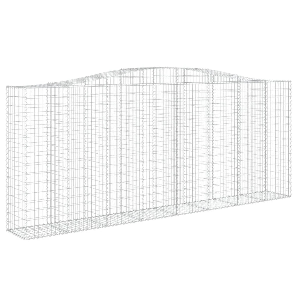 Cesto gabbione recinzione a gabbia muro di contenimento ad arco 400 x 50 x 160/180 cm ferro zincato argento 02_0040091