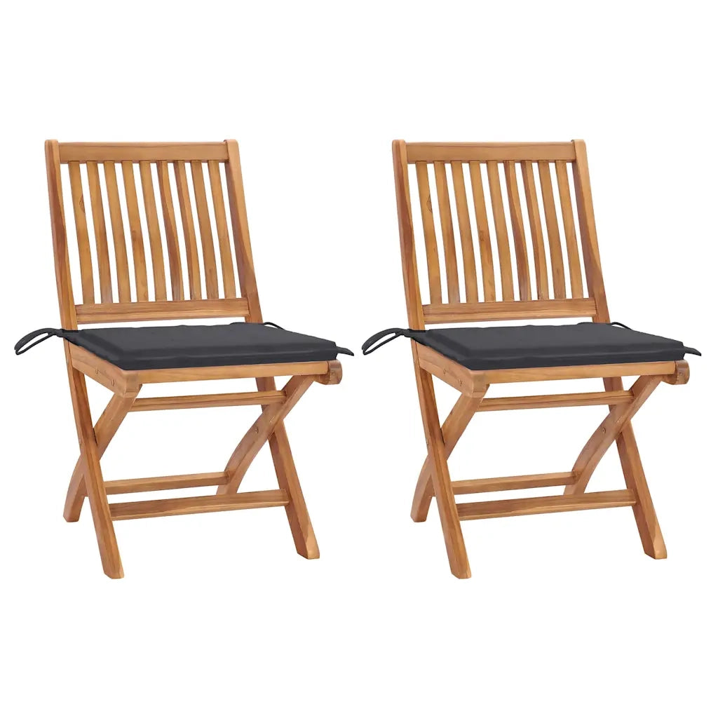 Sedie da Giardino 2 pz con Cuscini Antracite Massello di Teak cod mxl 74940