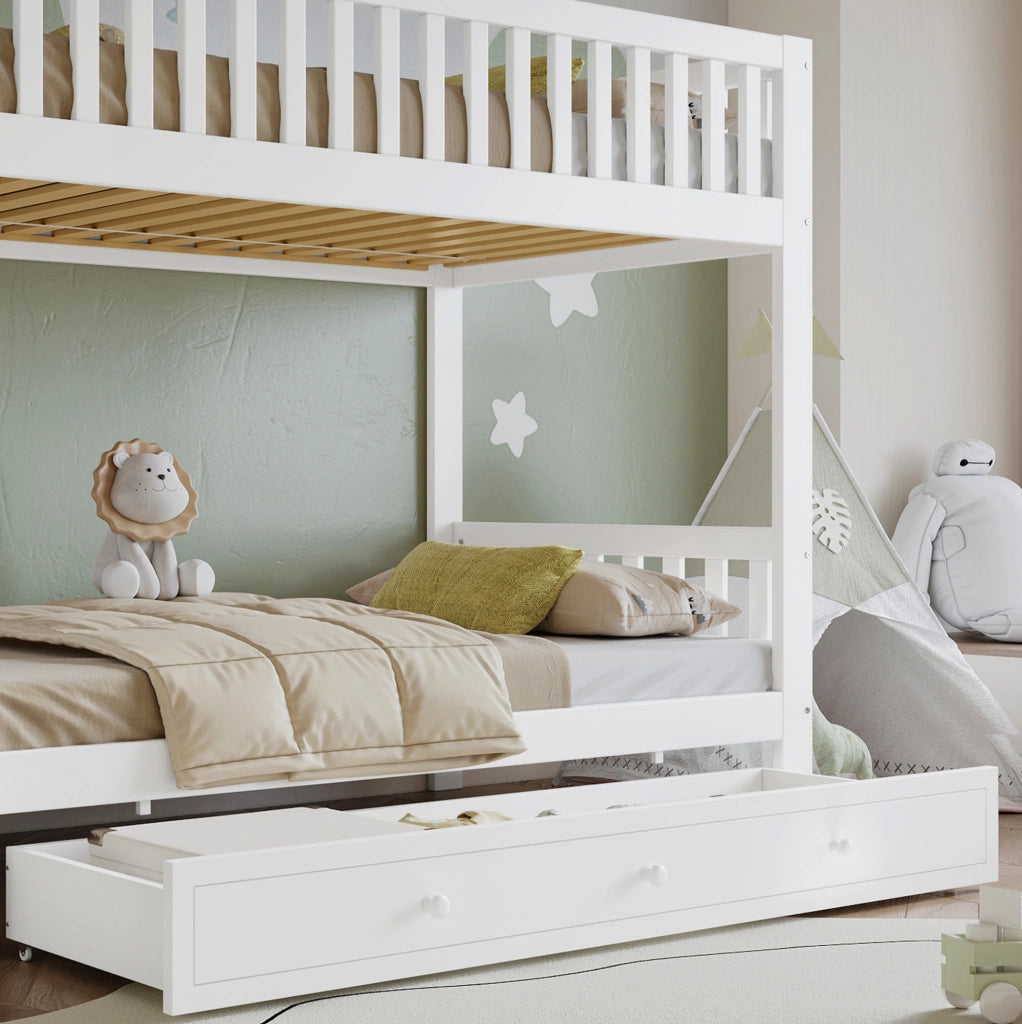 Letto a castello per bambini 90x200 cm con scala a 4 gradini e sponde HAVRYA