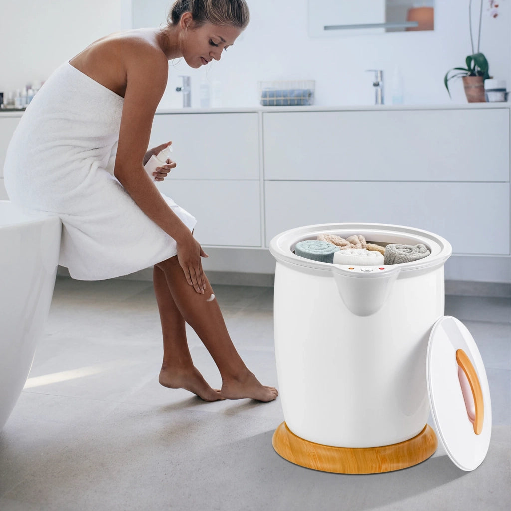 Scaldasalviette Elettrico a Secchiello 20L Scalda Asciugamani in ABS Bianco Compatto e Portatile con Diffusore di Aromi