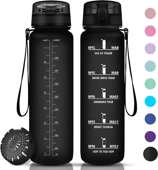 Bottiglia da 1 litro - Libera da sostanze chimiche, BPA libera, con filtro per frutta - Adatta per lo sport e i bambini