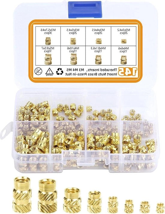 145 pezzi M3 M4 M5 Viti a guscio a spirale - Viti di fissaggio - Viti a inox - Viti a inizio - Viti in plastica 3D - Viti a iniezione.