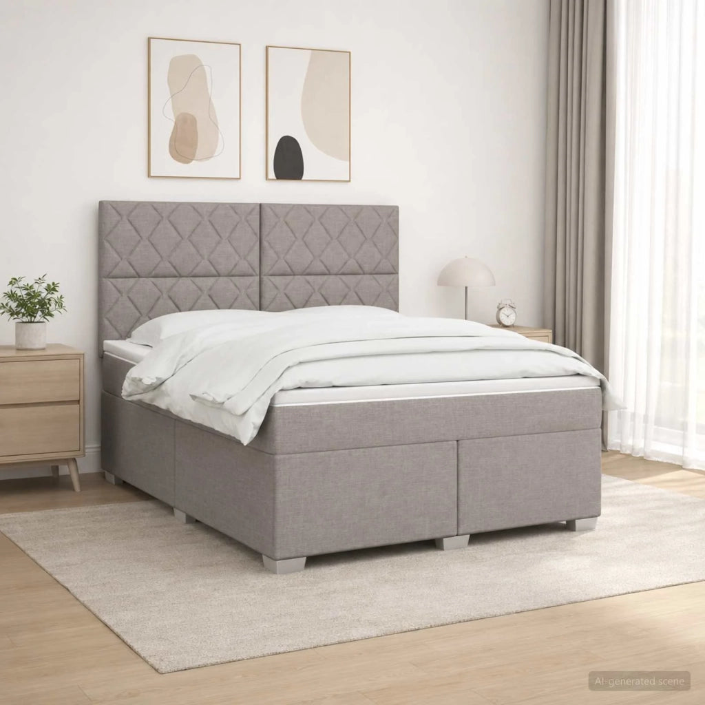 Letto box spring con materasso Tortora 140 x 200 cm Tessuto 3454898