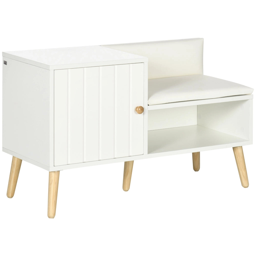 Scarpiera da Ingresso con Seduta Imbottita e Armadietto 80x33x49 cm Bianco