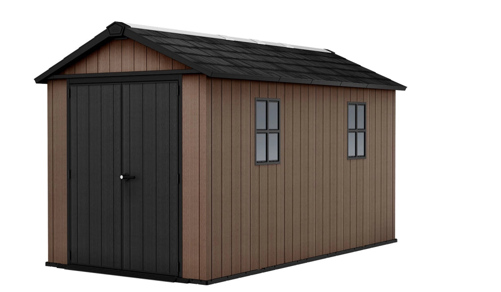 Casetta Box da Giardino 230x413x246 cm Newton Plus 7513/1375 Doppia Opzione Montaggio in Resina Evotech+ Marrone
