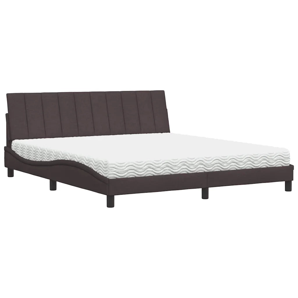 Letto con Materasso Hanko Marrone Scuro 180x200cm Tessuto 3310548