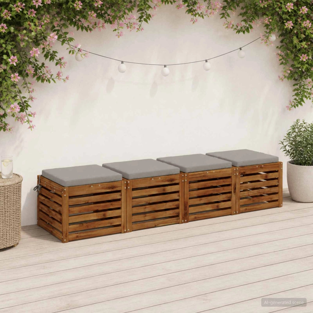 Cuscini per Sedia in 4 Pezzi SOEST 4 pz 100% Poliestere Grigio 944372
