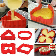 Trade Shop - Set 4 Pezzi Stampo Torta Magico Pieghevole Crea Forme Torta Dolci In Silicone -